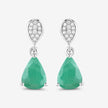 2.28 Carat Genuine Zambian Emerald and White Diamond 10K White Gold Earrings - Earrings - Custom Crafting Alliance, LLC
