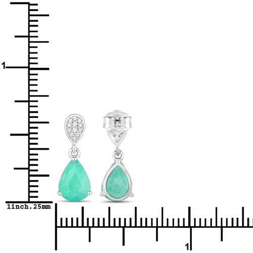 2.28 Carat Genuine Zambian Emerald and White Diamond 10K White Gold Earrings - Earrings - Custom Crafting Alliance, LLC