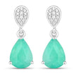 2.28 Carat Genuine Zambian Emerald and White Diamond 10K White Gold Earrings - Earrings - Custom Crafting Alliance, LLC