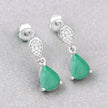 2.28 Carat Genuine Zambian Emerald and White Diamond 10K White Gold Earrings - Earrings - Custom Crafting Alliance, LLC