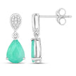 2.28 Carat Genuine Zambian Emerald and White Diamond 10K White Gold Earrings - Earrings - Custom Crafting Alliance, LLC