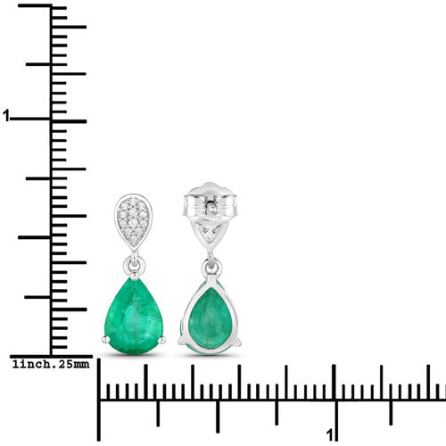2.28 Carat Genuine Zambian Emerald and White Diamond 14K White Gold Earrings - Earrings - Custom Crafting Alliance, LLC