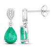 2.28 Carat Genuine Zambian Emerald and White Diamond 14K White Gold Earrings - Earrings - Custom Crafting Alliance, LLC