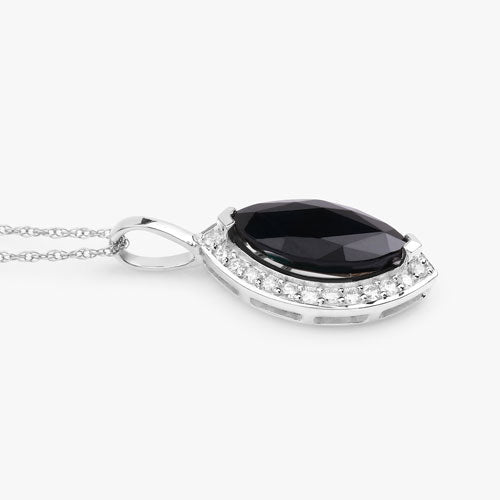 2.29 Carat Genuine Blue Sapphire and White Diamond 10K White Gold Pendant - Pendants - Custom Crafting Alliance, LLC