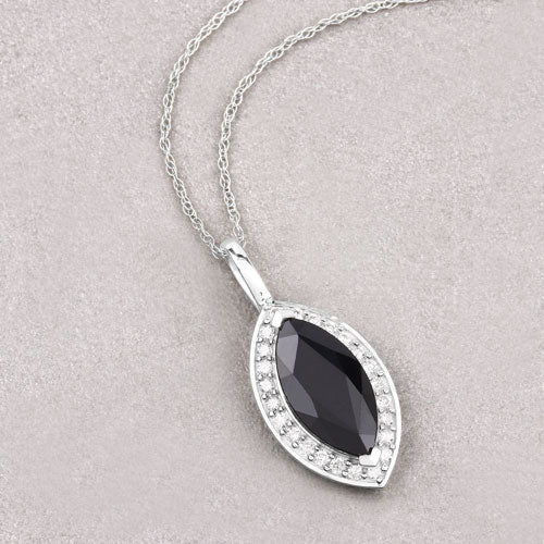 2.29 Carat Genuine Blue Sapphire and White Diamond 10K White Gold Pendant - Pendants - Custom Crafting Alliance, LLC