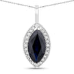 2.29 Carat Genuine Blue Sapphire and White Diamond 10K White Gold Pendant - Pendants - Custom Crafting Alliance, LLC
