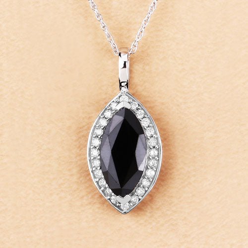 2.29 Carat Genuine Blue Sapphire and White Diamond 10K White Gold Pendant - Pendants - Custom Crafting Alliance, LLC