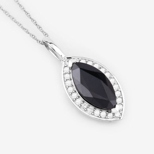 2.29 Carat Genuine Blue Sapphire and White Diamond 10K White Gold Pendant - Pendants - Custom Crafting Alliance, LLC