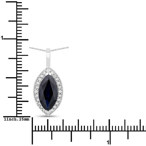 2.29 Carat Genuine Blue Sapphire and White Diamond 10K White Gold Pendant - Pendants - Custom Crafting Alliance, LLC