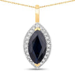 2.29 Carat Genuine Blue Sapphire and White Diamond 10K Yellow Gold Pendant - Pendants - Custom Crafting Alliance, LLC