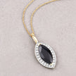 2.29 Carat Genuine Blue Sapphire and White Diamond 10K Yellow Gold Pendant - Pendants - Custom Crafting Alliance, LLC