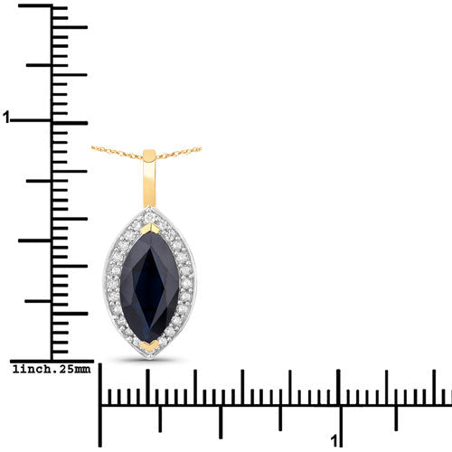 2.29 Carat Genuine Blue Sapphire and White Diamond 10K Yellow Gold Pendant - Pendants - Custom Crafting Alliance, LLC