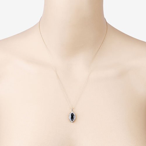 2.29 Carat Genuine Blue Sapphire and White Diamond 10K Yellow Gold Pendant - Pendants - Custom Crafting Alliance, LLC