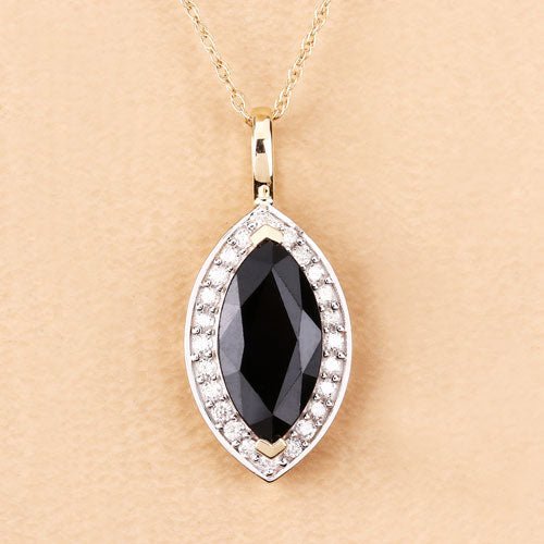 2.29 Carat Genuine Blue Sapphire and White Diamond 10K Yellow Gold Pendant - Pendants - Custom Crafting Alliance, LLC