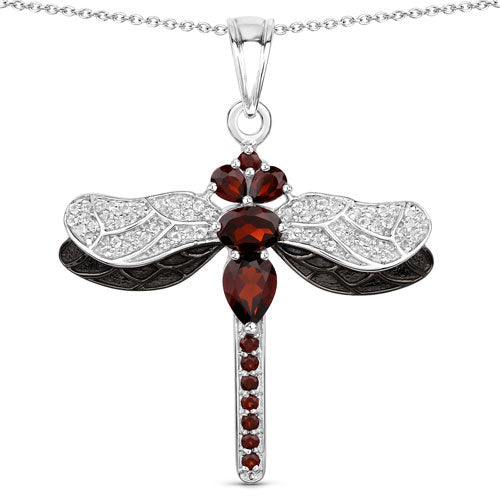2.29 Carat Genuine Garnet and White Topaz .925 Sterling Silver Pendant - Pendants - Custom Crafting Alliance, LLC
