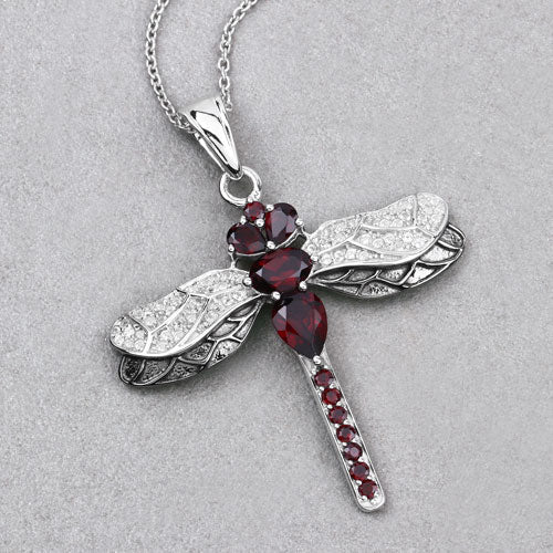 2.29 Carat Genuine Garnet and White Topaz .925 Sterling Silver Pendant - Pendants - Custom Crafting Alliance, LLC