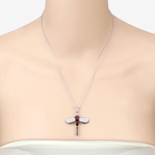 2.29 Carat Genuine Garnet and White Topaz .925 Sterling Silver Pendant - Pendants - Custom Crafting Alliance, LLC
