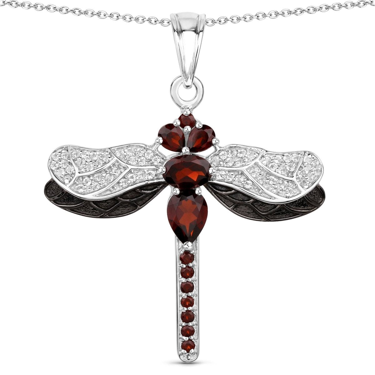 2.29 Carat Genuine Garnet and White Topaz .925 Sterling Silver Pendant - Pendants - Custom Crafting Alliance, LLC