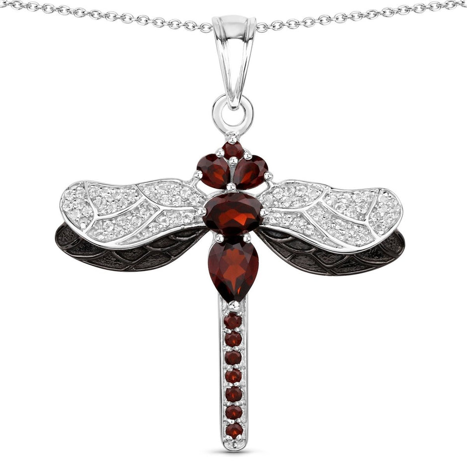 2.29 Carat Genuine Garnet and White Topaz .925 Sterling Silver Pendant - Pendants - Custom Crafting Alliance, LLC