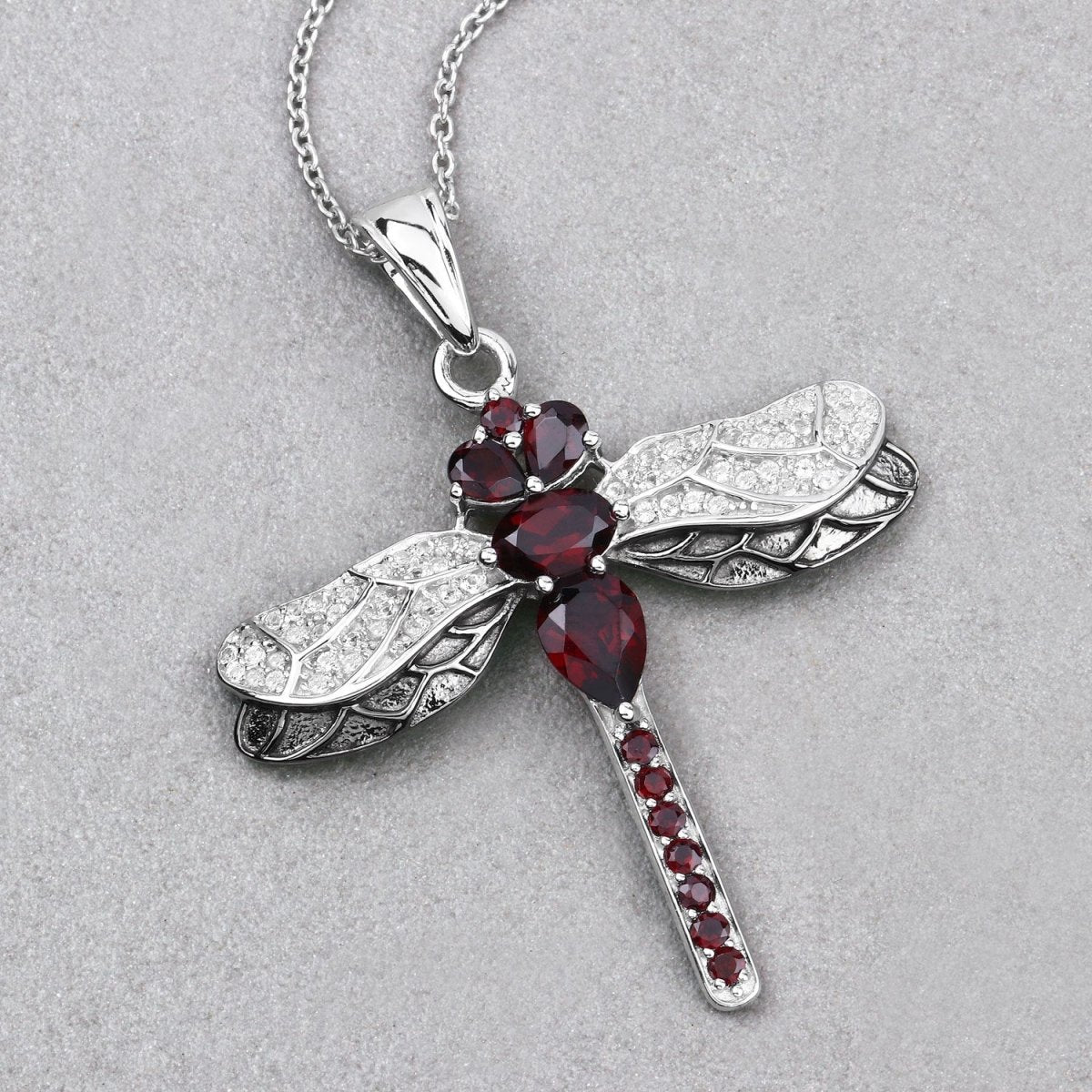 2.29 Carat Genuine Garnet and White Topaz .925 Sterling Silver Pendant - Pendants - Custom Crafting Alliance, LLC
