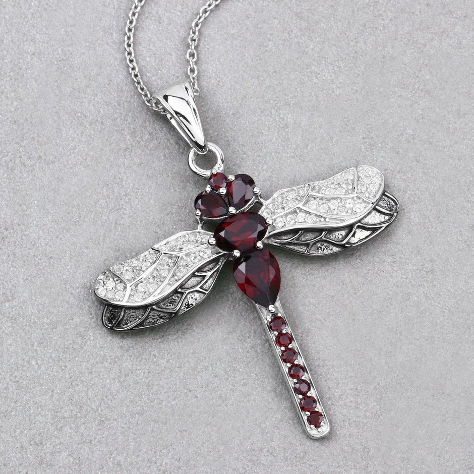 2.29 Carat Genuine Garnet and White Topaz .925 Sterling Silver Pendant - Pendants - Custom Crafting Alliance, LLC