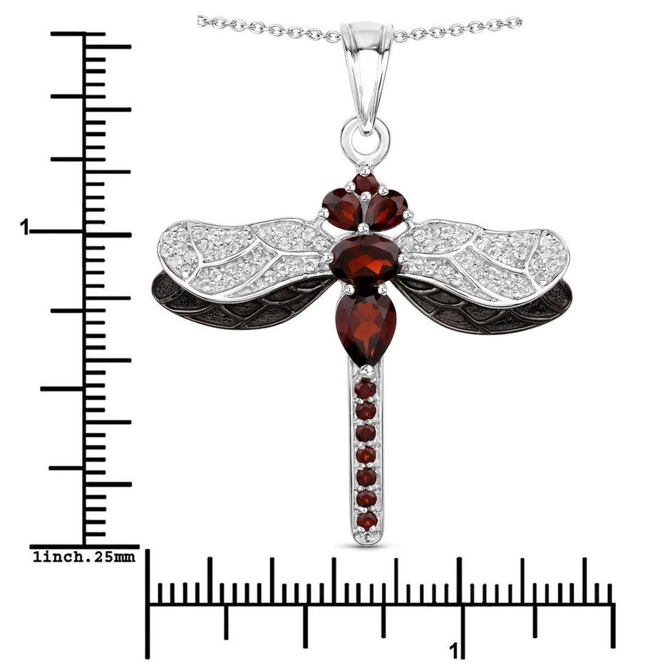 2.29 Carat Genuine Garnet and White Topaz .925 Sterling Silver Pendant - Pendants - Custom Crafting Alliance, LLC