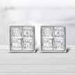 14K White Gold 1/2 Cttw Princess Diamond Composite Box Shape Milgrain Stud Earrings (H-I Color, SI1-SI2 Clarity)