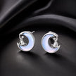 925 Sterling Silver Earrings with Transparent Glass, 13mm x 12mm for Women