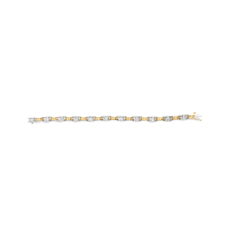14K Two-Tone Gold 1.00 Cttw Princess-Cut Diamond Chain Link 7