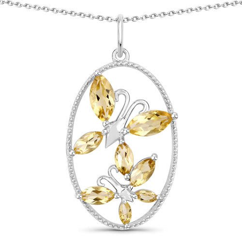 2.30 Carat Genuine Citrine .925 Sterling Silver Pendant - Pendants - Custom Crafting Alliance, LLC