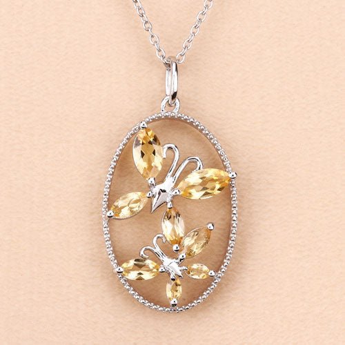 2.30 Carat Genuine Citrine .925 Sterling Silver Pendant - Pendants - Custom Crafting Alliance, LLC