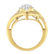 10K Yellow Gold over .925 Sterling Silver Diamond Bypass Cluster Ring (1 Cttw, I-J Color, I2-I3 Clarity) - Size 6