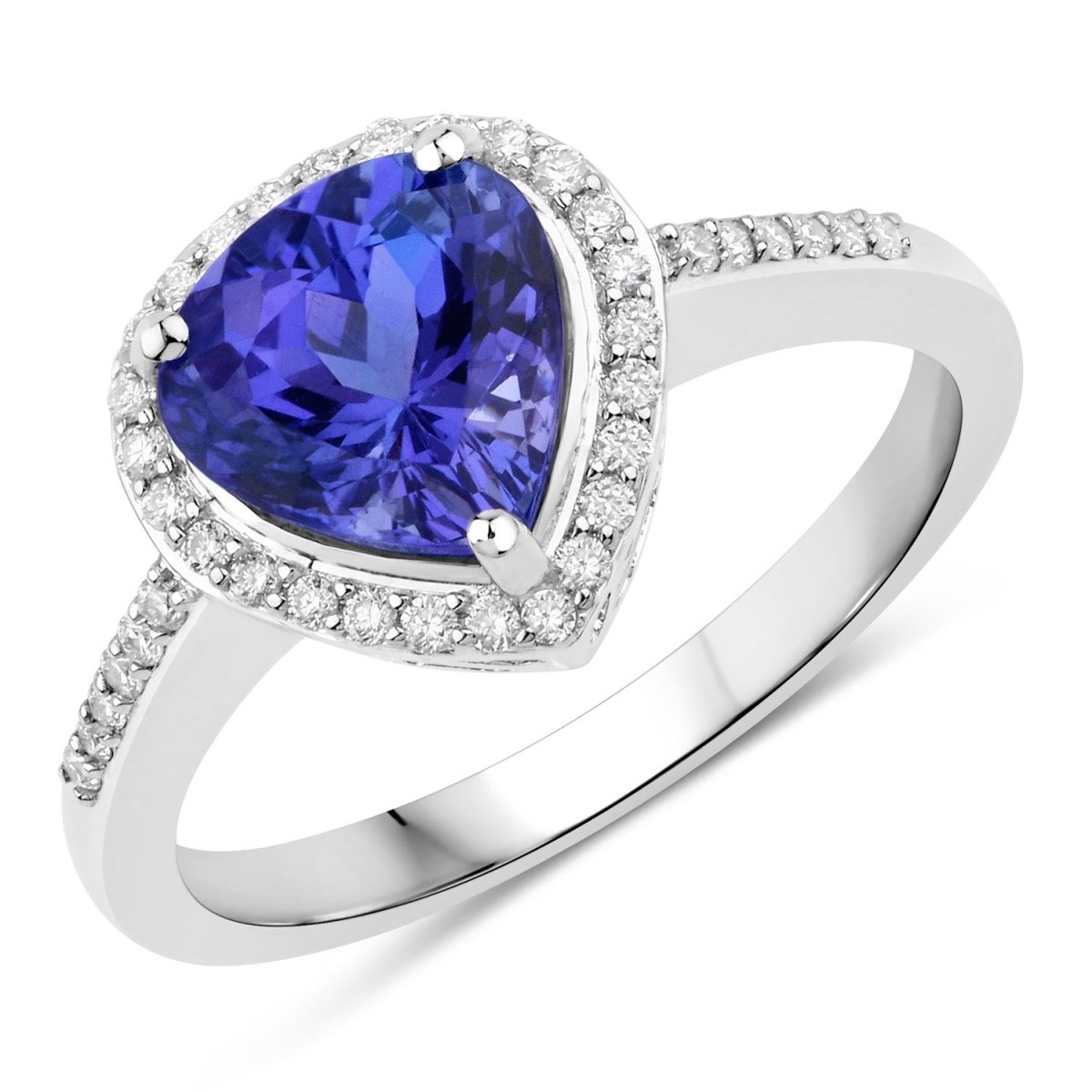 2.33 Carat Genuine Tanzanite and White Diamond 14K White Gold Ring - Rings - Custom Crafting Alliance, LLC