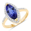 2.33 Carat Genuine Tanzanite and White Diamond 14K Yellow Gold Ring - Rings - Custom Crafting Alliance, LLC