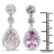 7.16 Carat Genuine Pink Amethyst and White Topaz .925 Sterling Silver Earrings