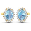 2.36 Carat Genuine Aquamarine and White Diamond 14K Yellow Gold Earrings - Earrings - Custom Crafting Alliance, LLC