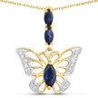 0.92 Carat Genuine Blue Sapphire and White Zircon .925 Sterling Silver Pendant