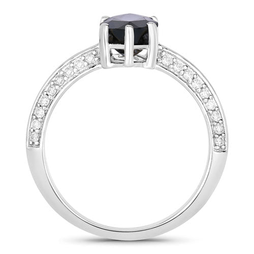 2.39 Carat Genuine Blue Sapphire and White Diamond 10K White Gold Ring - Rings - Custom Crafting Alliance, LLC