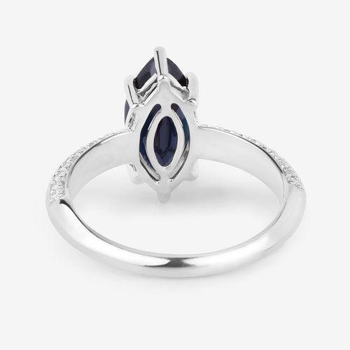 2.39 Carat Genuine Blue Sapphire and White Diamond 10K White Gold Ring - Rings - Custom Crafting Alliance, LLC