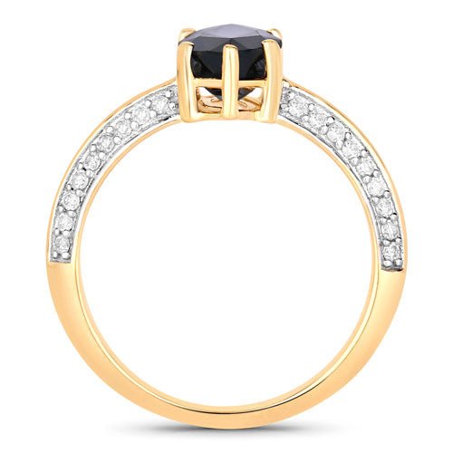 2.39 Carat Genuine Blue Sapphire and White Diamond 10K Yellow Gold Ring - Rings - Custom Crafting Alliance, LLC