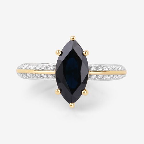 2.39 Carat Genuine Blue Sapphire and White Diamond 10K Yellow Gold Ring - Rings - Custom Crafting Alliance, LLC