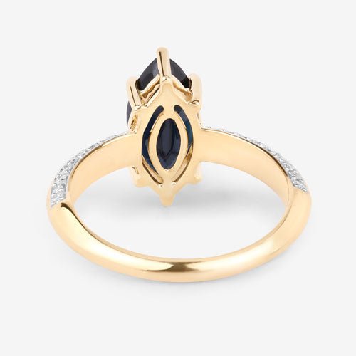 2.39 Carat Genuine Blue Sapphire and White Diamond 10K Yellow Gold Ring - Rings - Custom Crafting Alliance, LLC