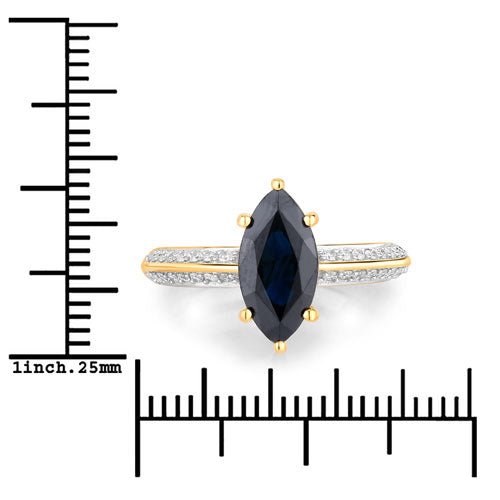2.39 Carat Genuine Blue Sapphire and White Diamond 10K Yellow Gold Ring - Rings - Custom Crafting Alliance, LLC