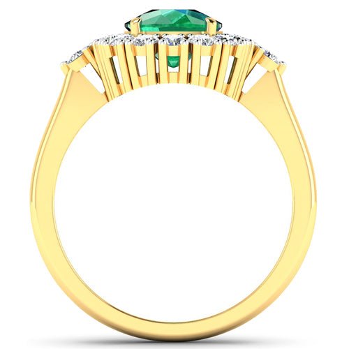 2.39 Carat Genuine Zambian Emerald and White Diamond 14K Yellow Gold Ring - Rings - Custom Crafting Alliance, LLC