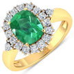2.39 Carat Genuine Zambian Emerald and White Diamond 14K Yellow Gold Ring - Rings - Custom Crafting Alliance, LLC