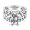 .925 Sterling Silver 3/4 Cttw Prong Set Round Diamond Composite Engagement Ring and Band Set (I-J Color, I3 Clarity) - Size 6.5