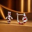 925 Sterling Silver Enamel and CZ Earrings with Platinum Plating for Women