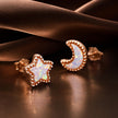 925 Sterling Silver Rose Gold Translucent Opal Earrings for Women