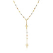 14k Tri-Color Gold Rosary Chain Necklace