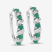 1.08 Carat Genuine Emerald and White Topaz .925 Sterling Silver Earrings